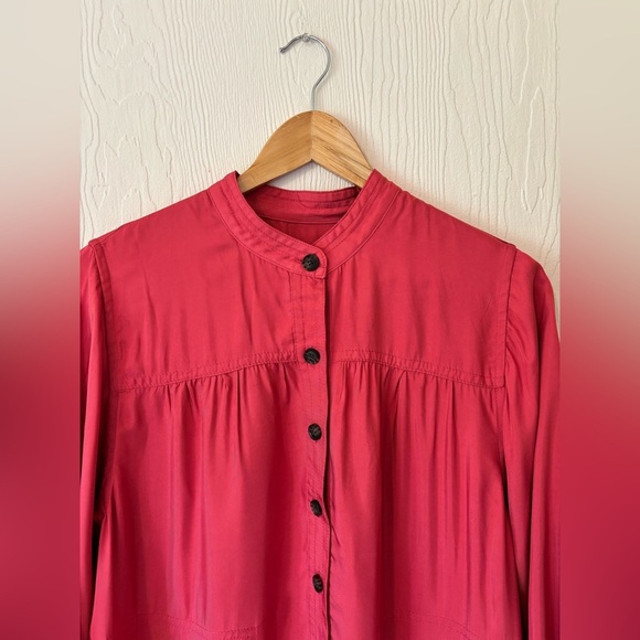 Banana Republic Pink Button Flounce Hem Mini Oversized Loose Fit Tunic Dress - Picture 9 of 16